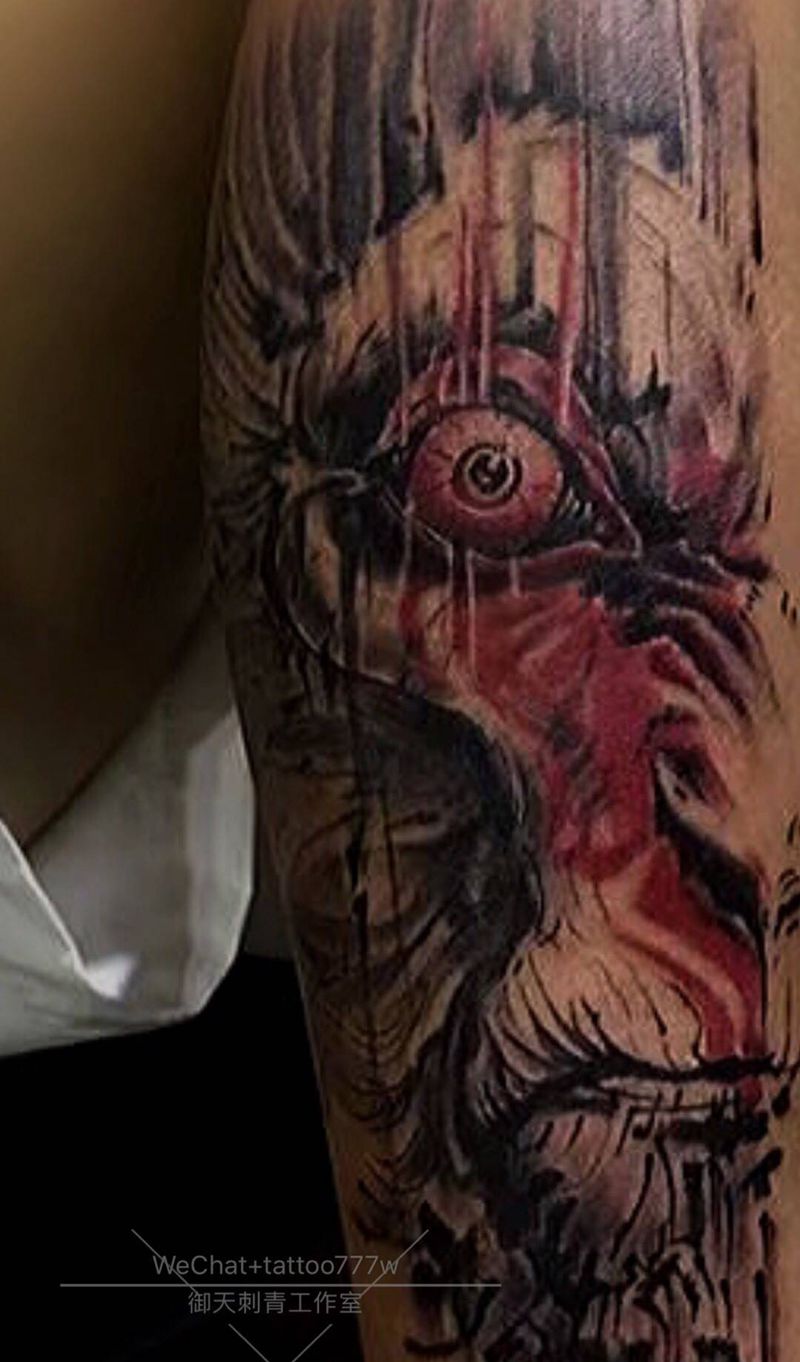 悟空纹身图片_成品腿部传统鬼神宗教习俗纹身图案