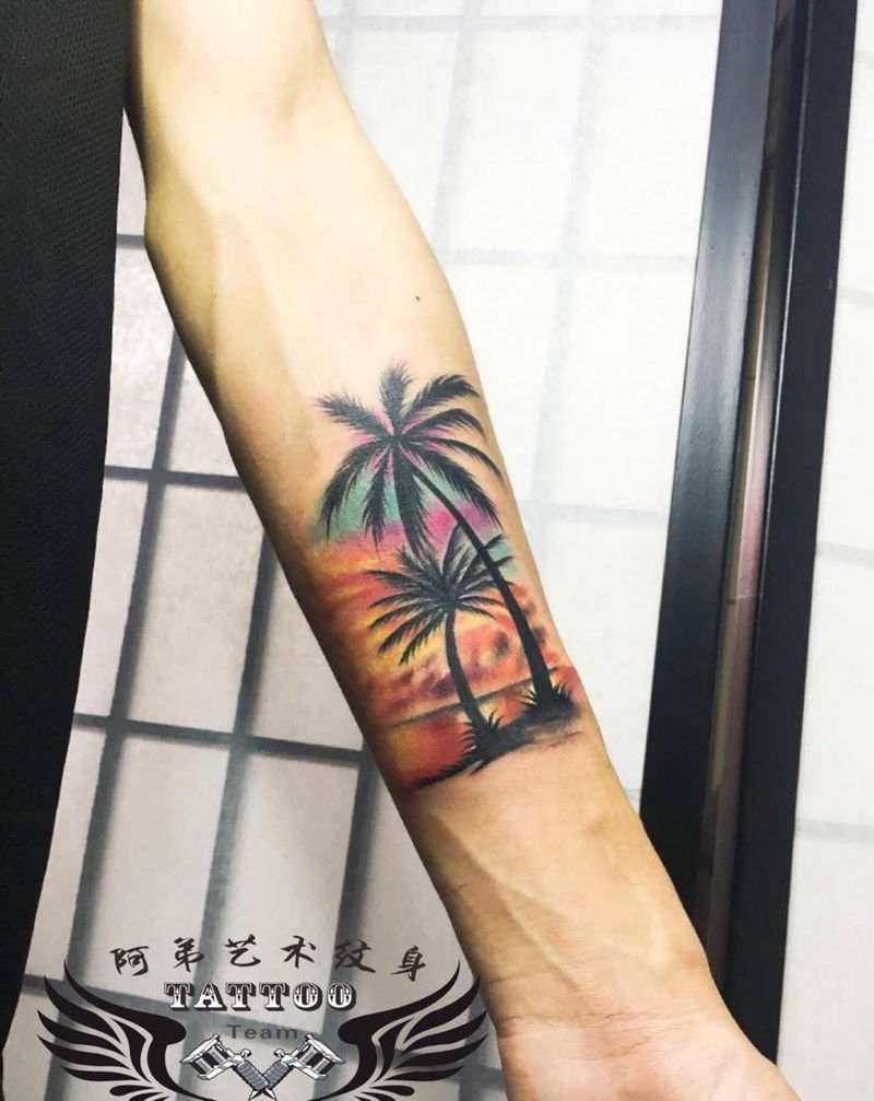 椰子树纹身图片