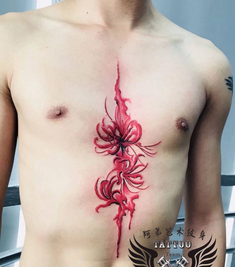 水墨菊花纹身图片