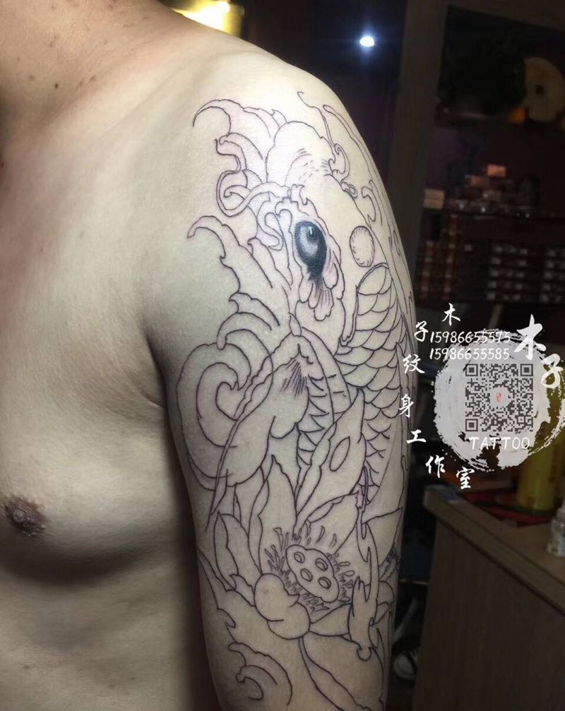 木子（未完待续）纹身图片_手臂传统动物植物纹身图案