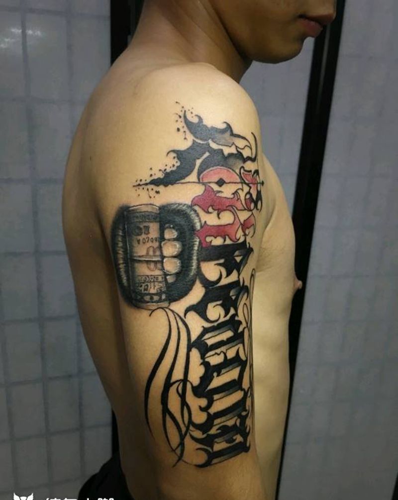 卡奇诺纹身图片_手臂花体字纹身图案