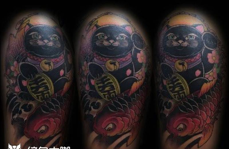 招财猫纹身图片