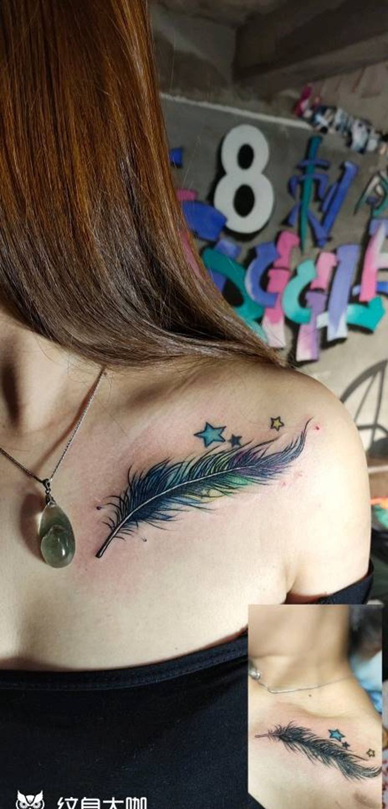 遮盖作品纹身图片_肩部水彩纹身图案