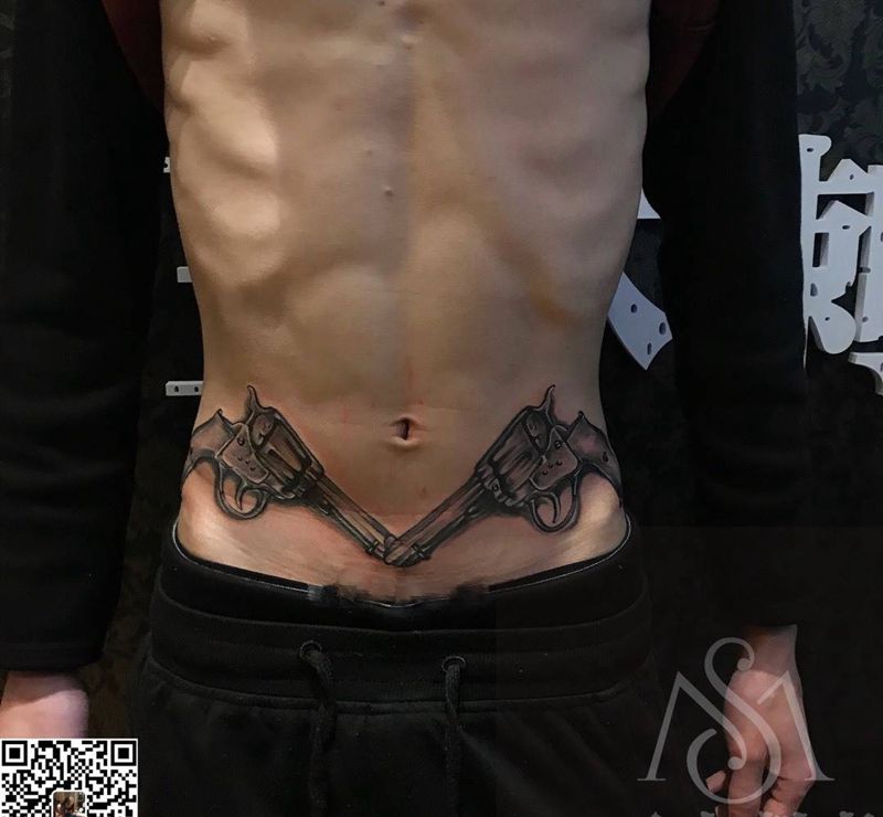 雙槍纹身图片