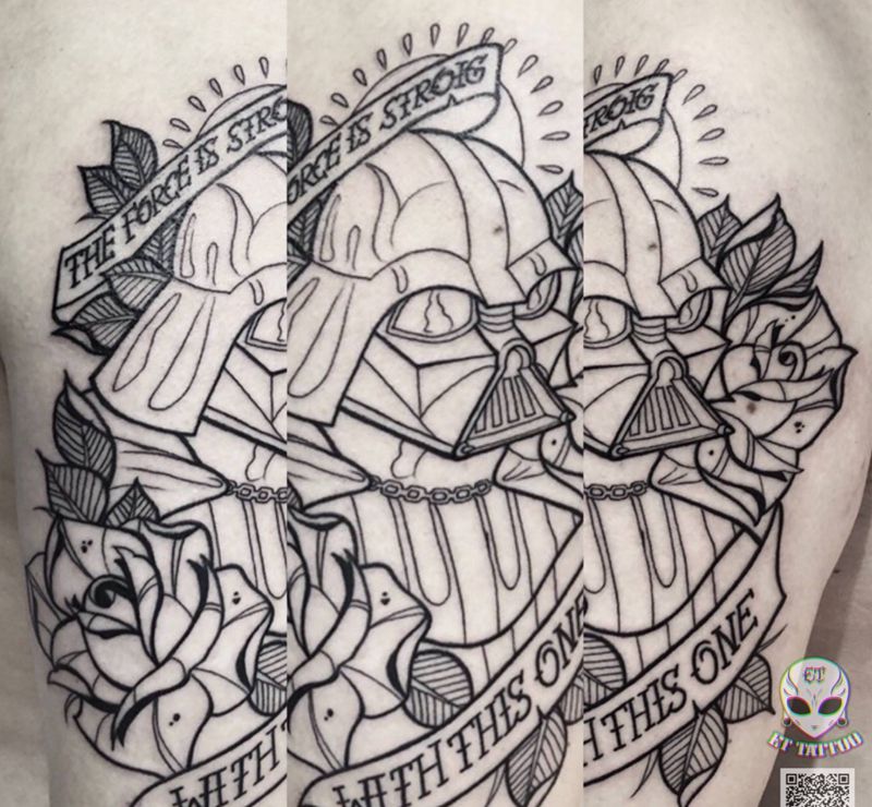 黑武士线条纹身图片