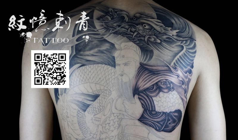 关公未完待续纹身图片_背部新传统关公纹身图案