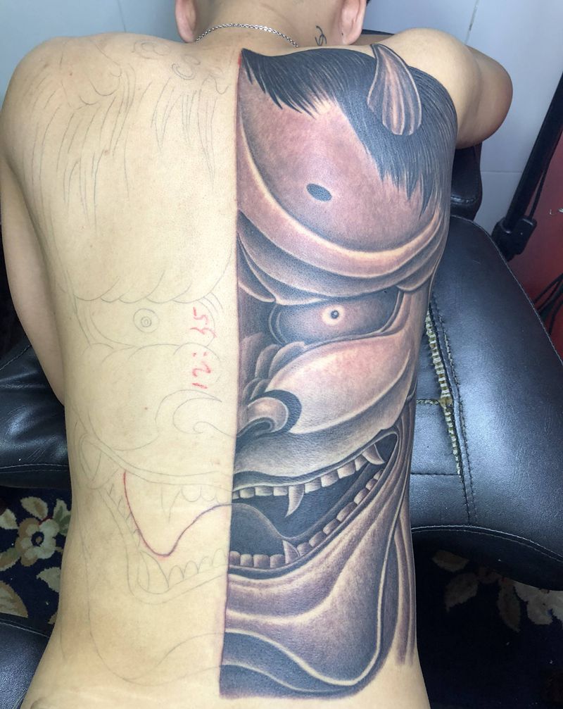 本店手工设计绘画艺术纹身图片_背部新传统纹身图案