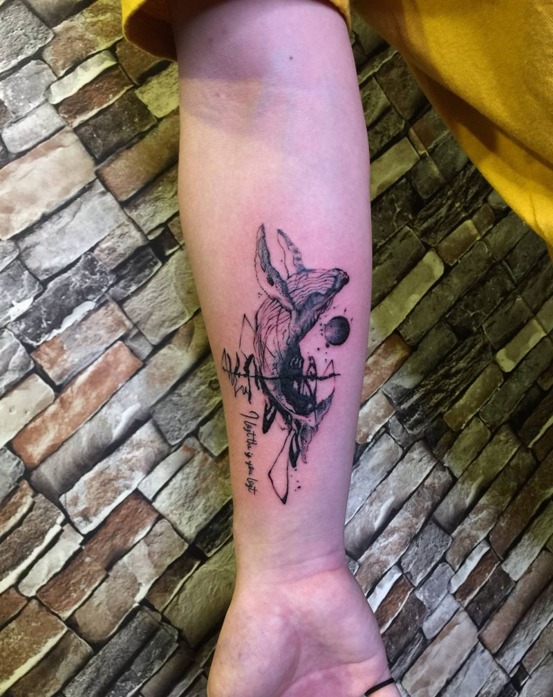 鲸纹身图片_手臂纹身图案