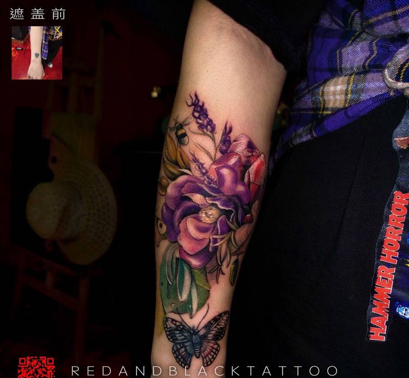 遮盖花纹身图片