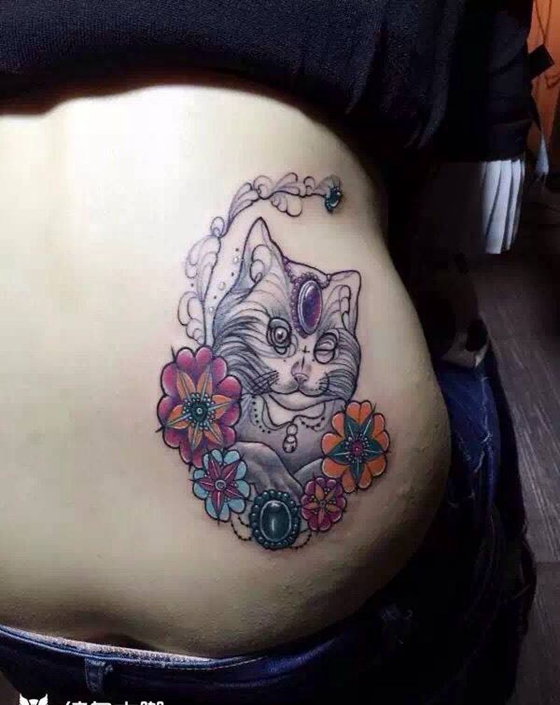 欧美猫咪纹身图片