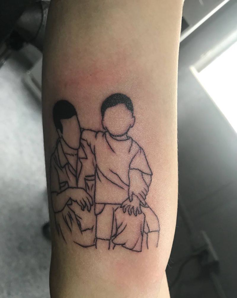 简笔画爷孙俩纹身图片