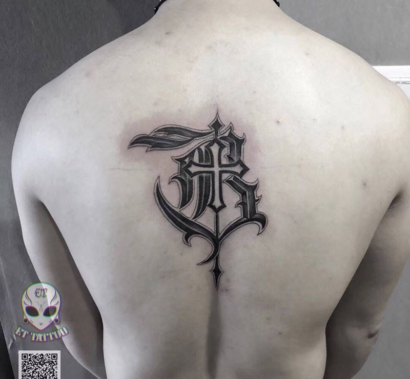 花体融合旧图纹身图片