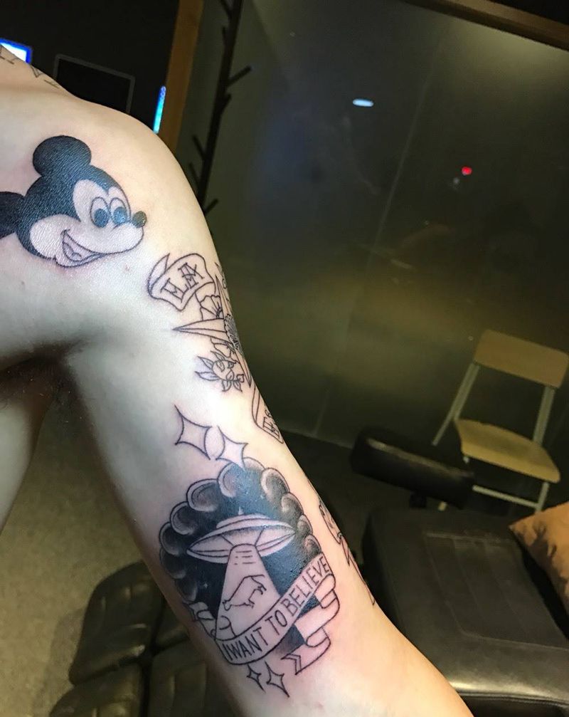 Old School拼接大臂，未完待续纹身图片