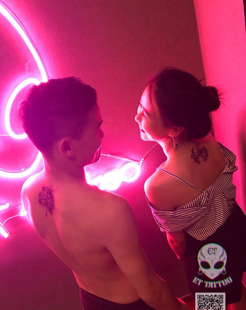 情侣指南针❤️纹身图片