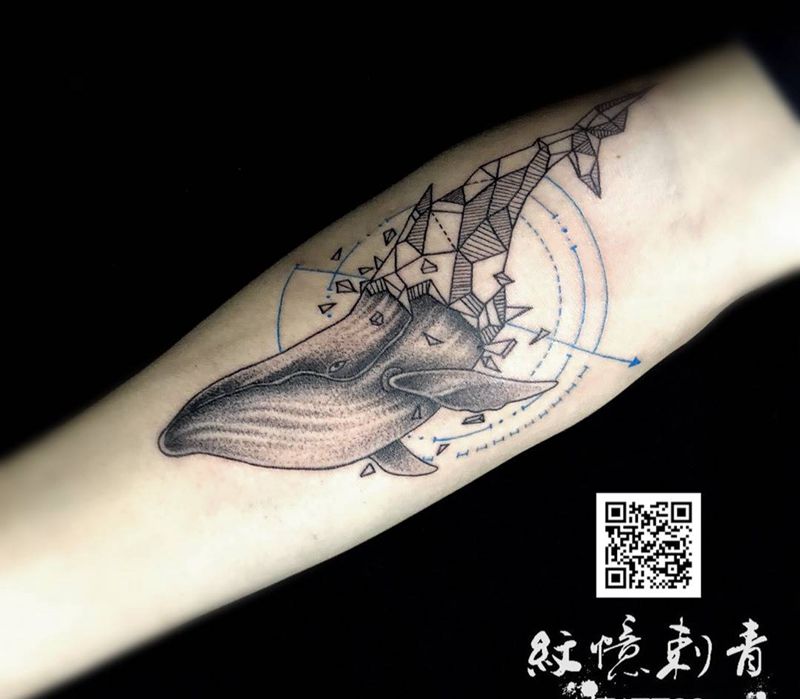 几何鲸鱼纹身图片