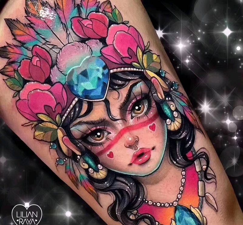 他人作品欣赏。纹身图片_腿部Old School纹身图案