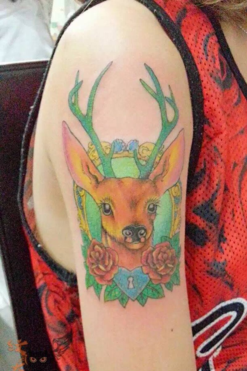欧美小鹿萌萌哒纹身图片