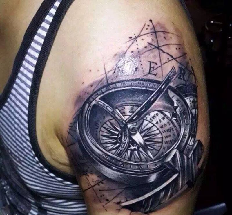 指南针纹身图片