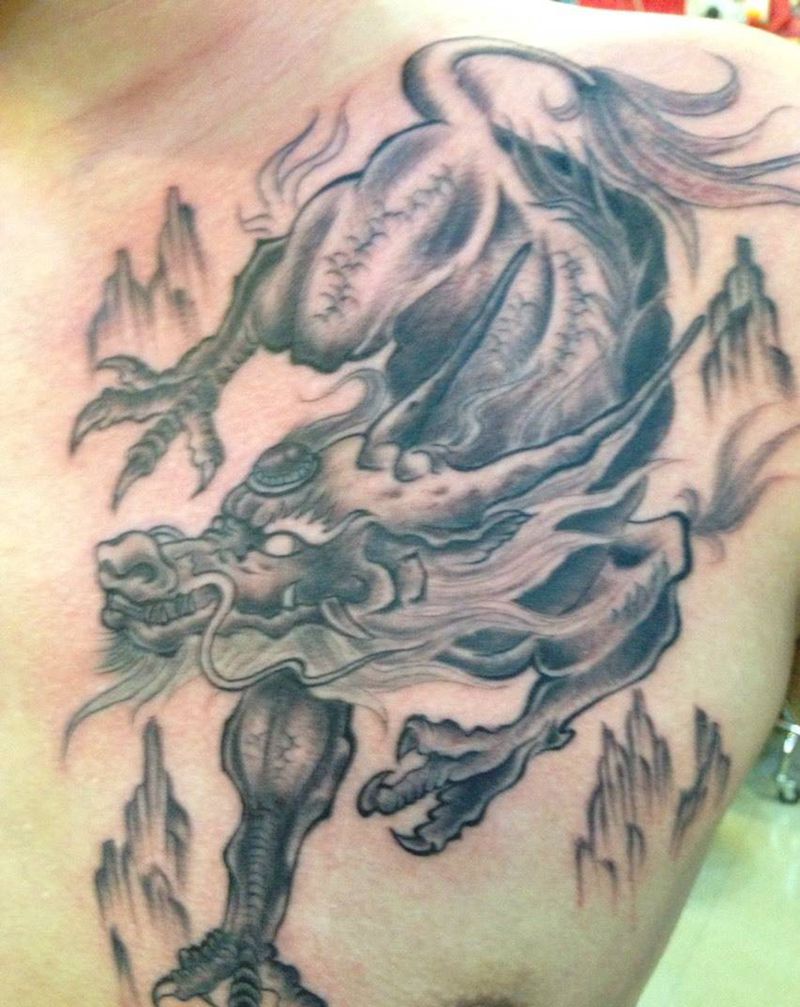 纹忆刺青麒麟未完成纹身图片