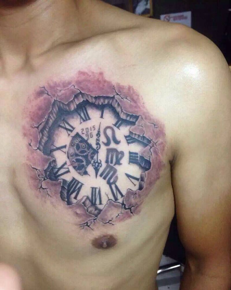 3D时钟纹身图片