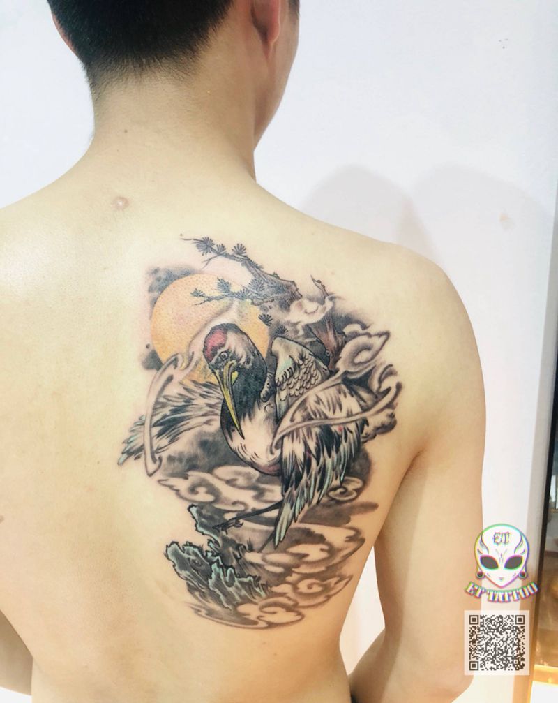 传统鹤纹身图片