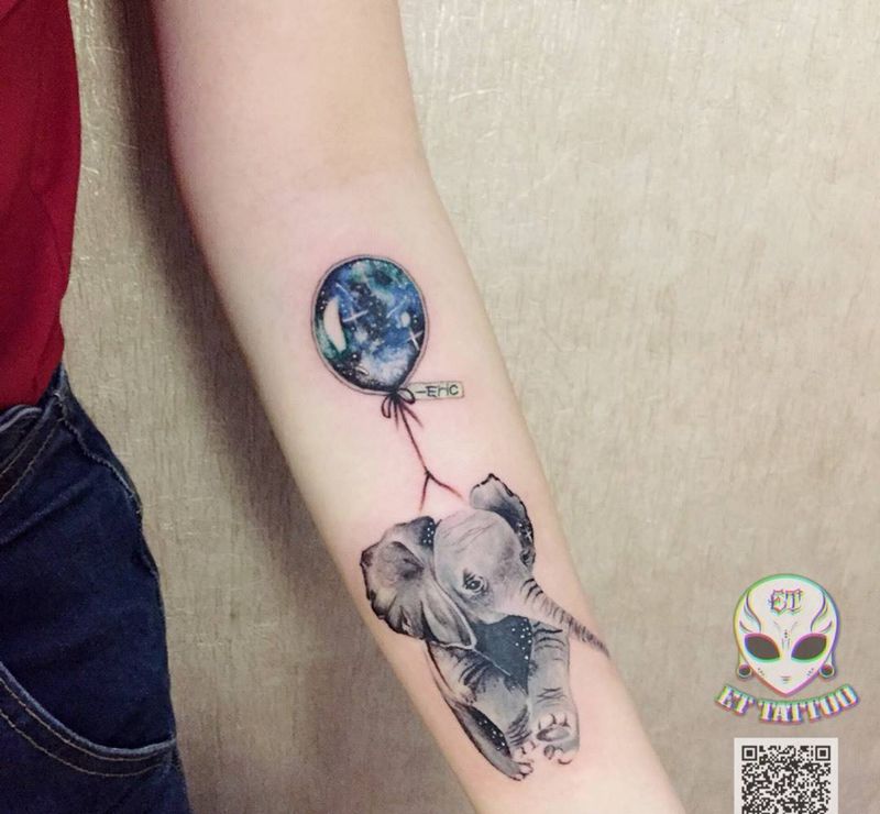 水彩象纹身图片