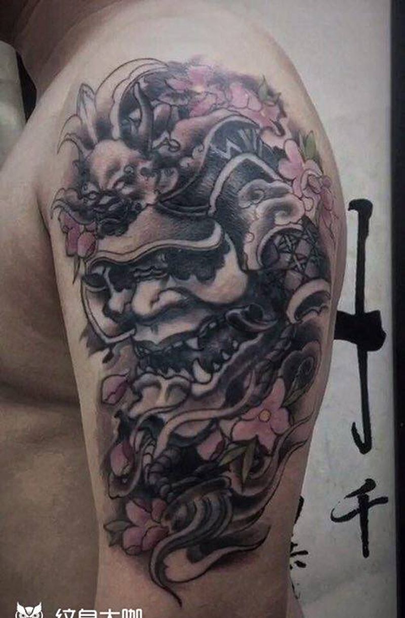 黑武士纹身图片_手臂新传统老传统纹身图案