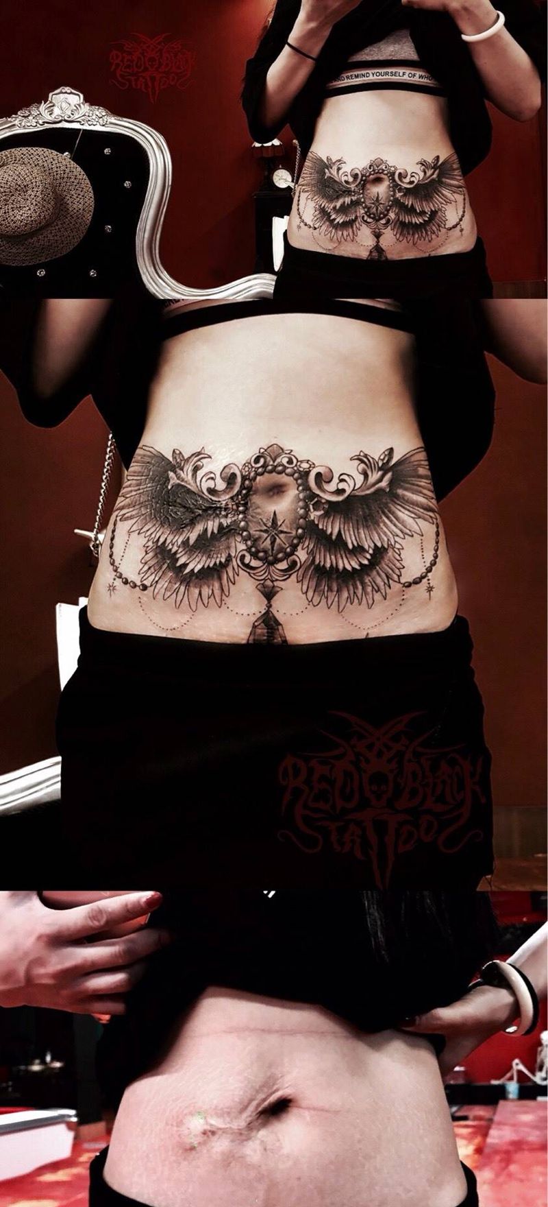 遮盖纹身图片_成品腹部纹身图案