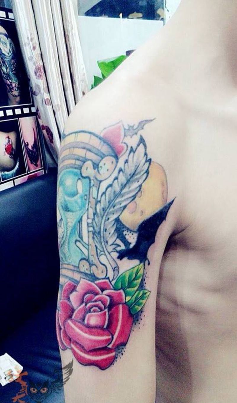 欧美沙漏纹身图片