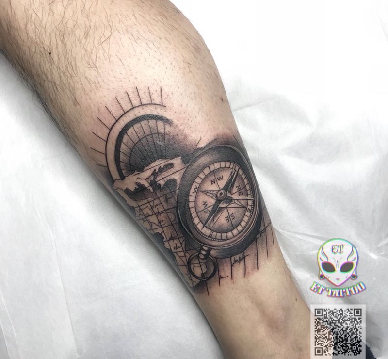 指南针纹身图片