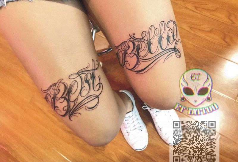 大腿两则纹身图片