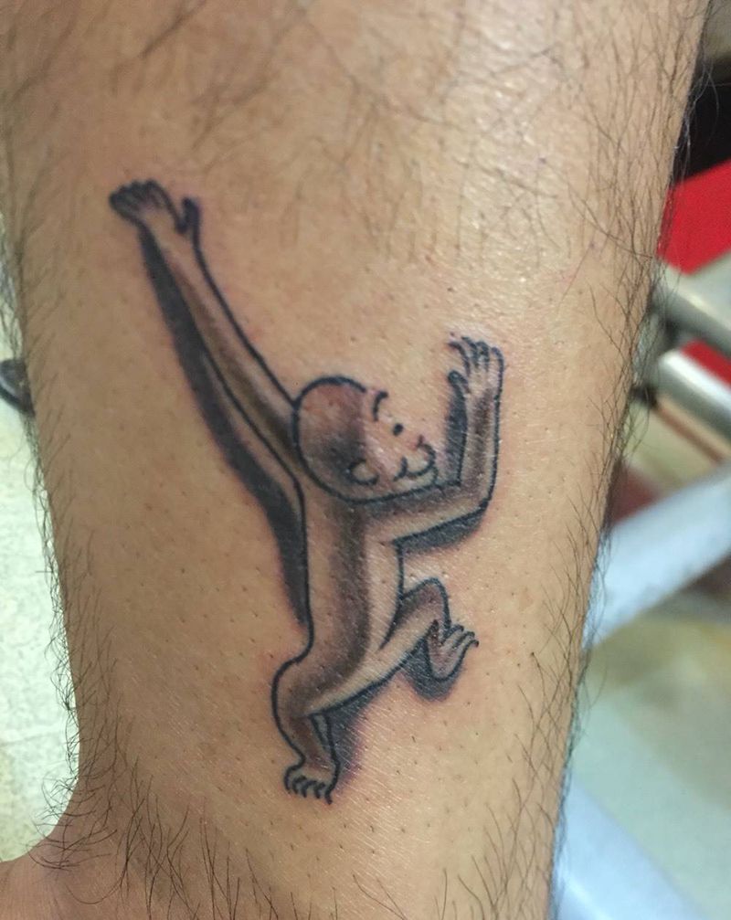 纹忆刺青出品，攀登的猴子纹身图片