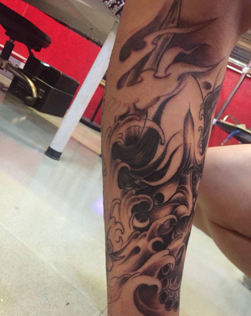 纹忆刺青  包小腿半成品纹身图片