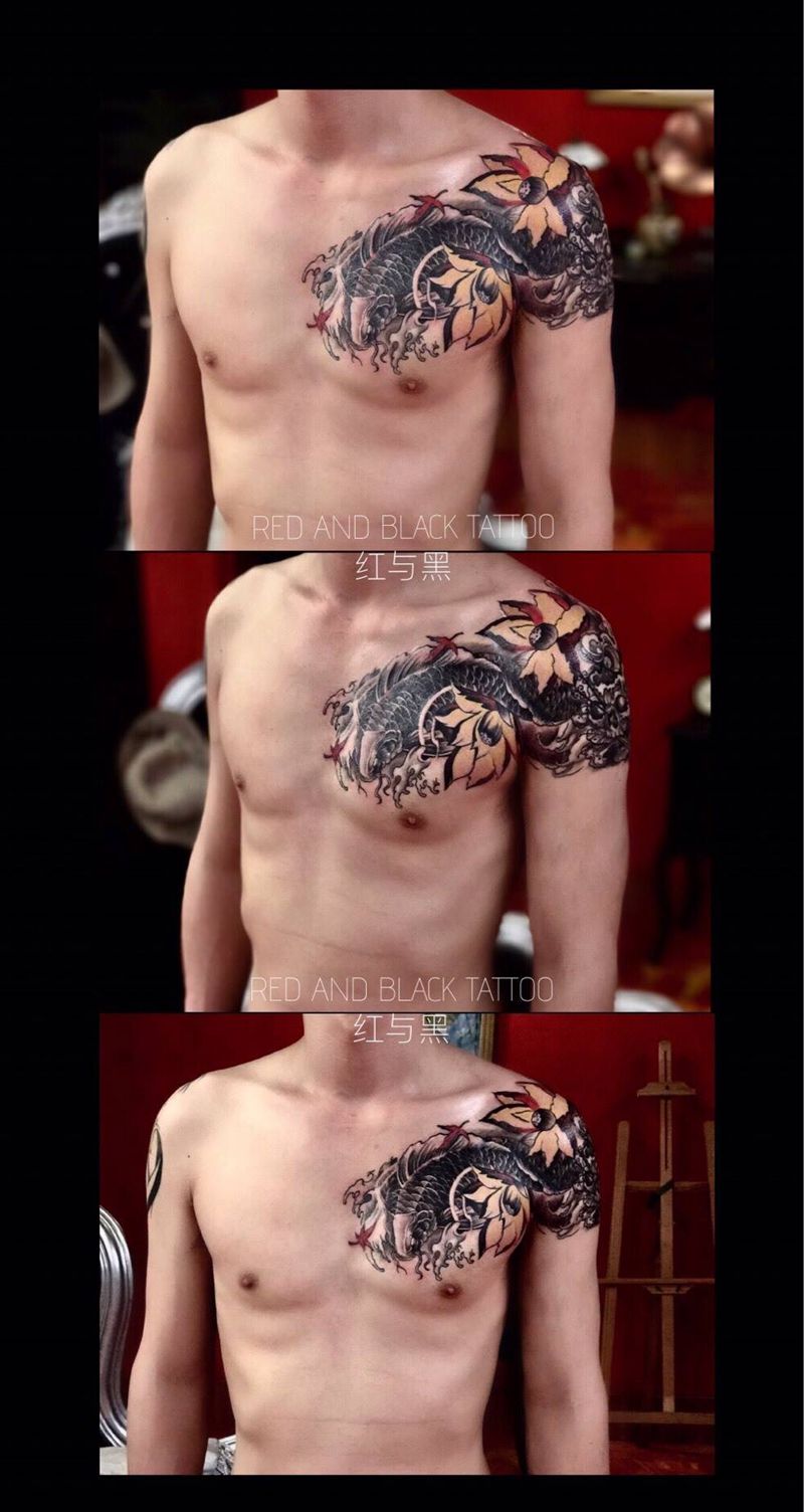 传统鲤鱼修改纹身图片