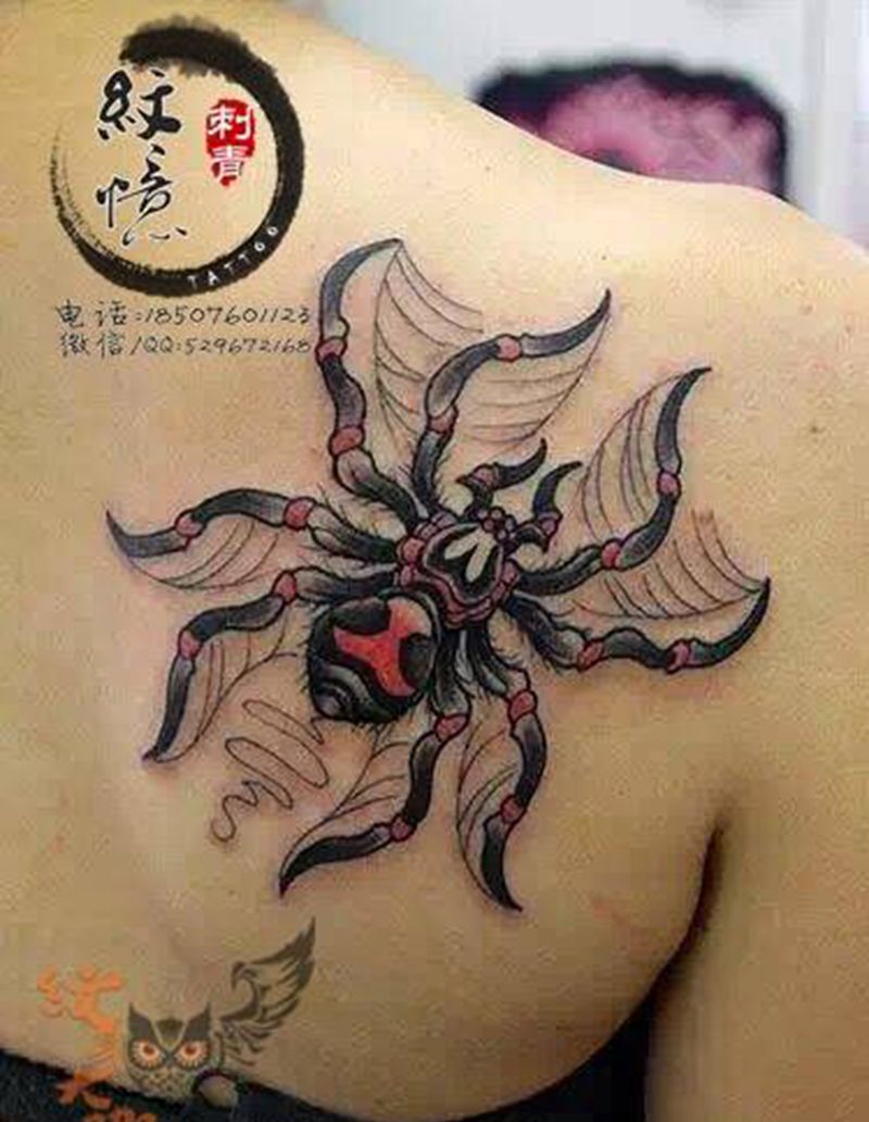 小小蜘蛛也有春天纹身图片