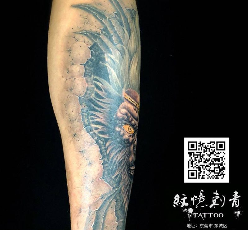 悟空纹身图片_腿部纹身图案