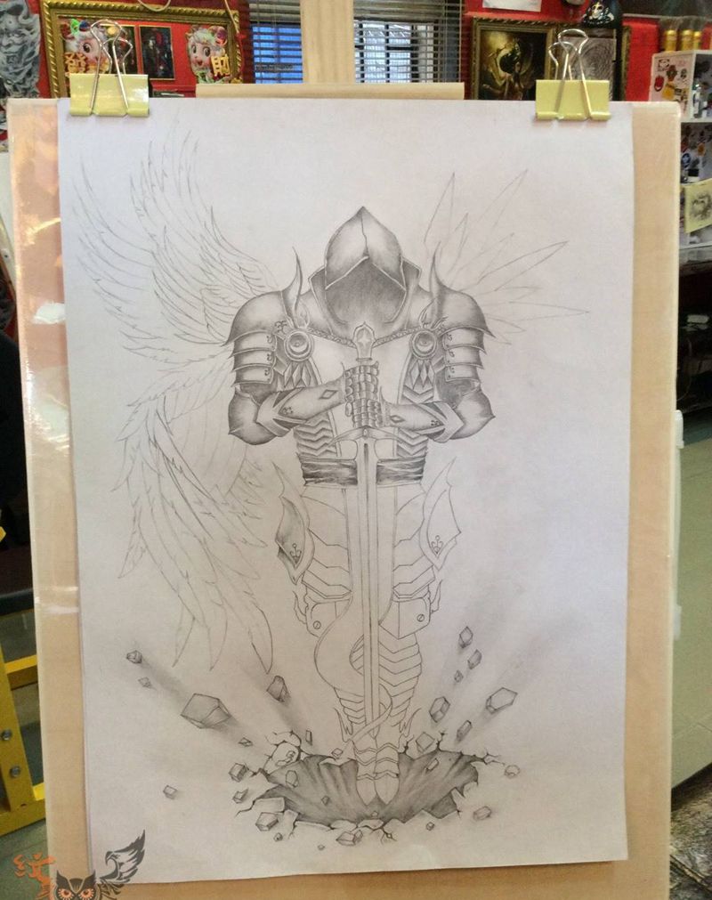 还未完成的手稿纹身图片