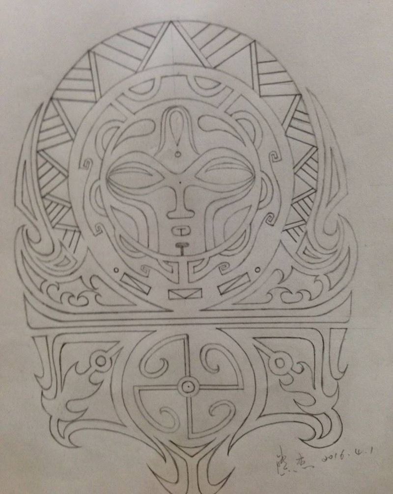 玛雅图腾手稿纹身图片