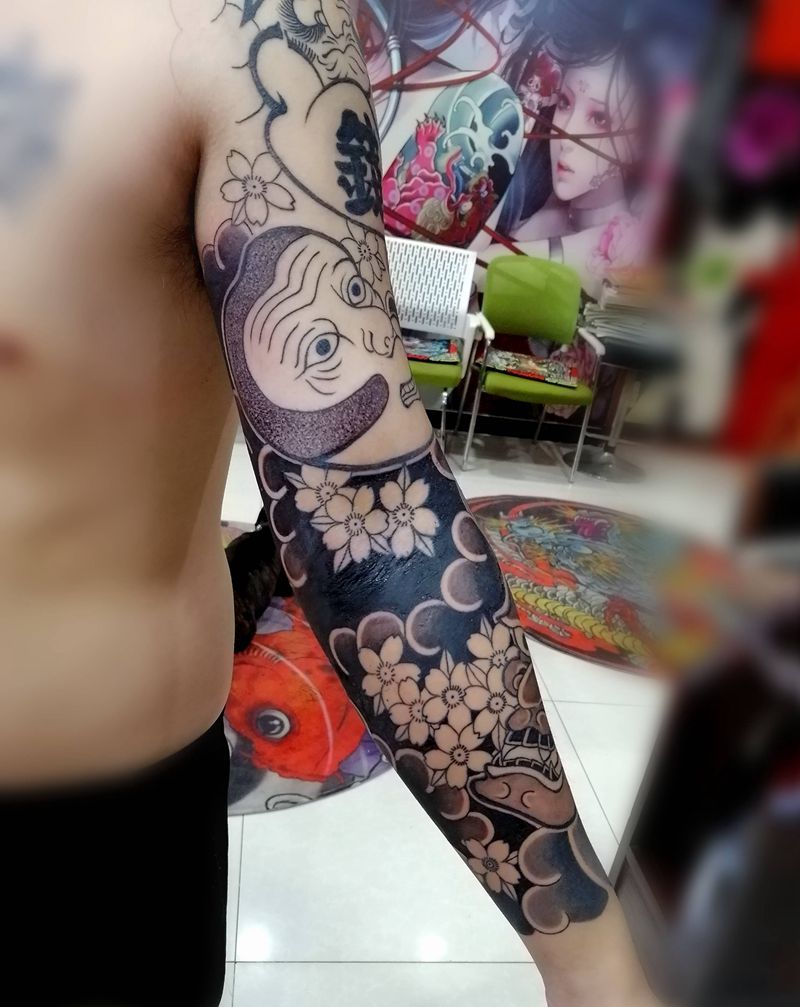 老传统，未完成纹身图片_手臂老传统纹身图案