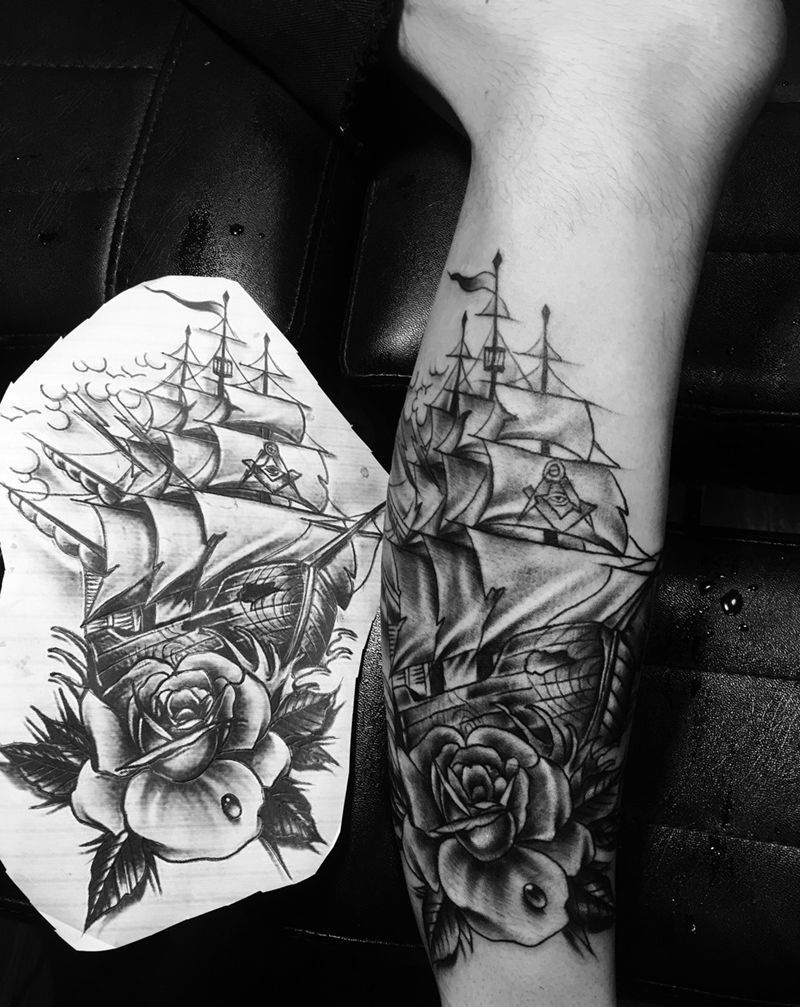 一帆风顺纹身图片