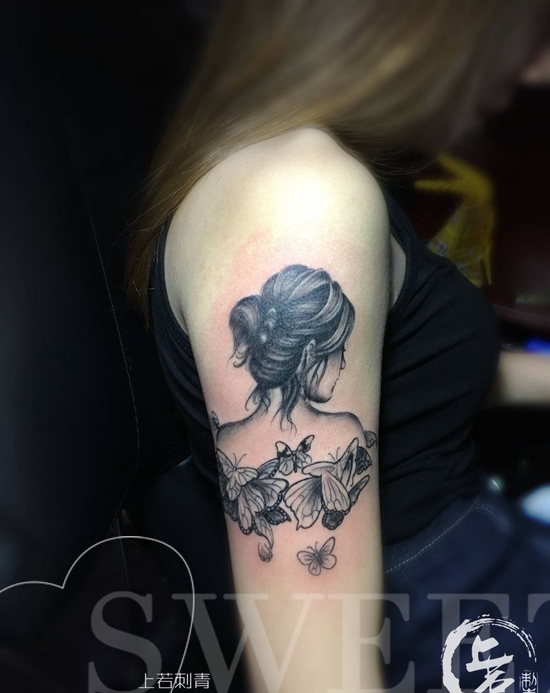 背影纹身图片_手臂欧美写实纹身图案