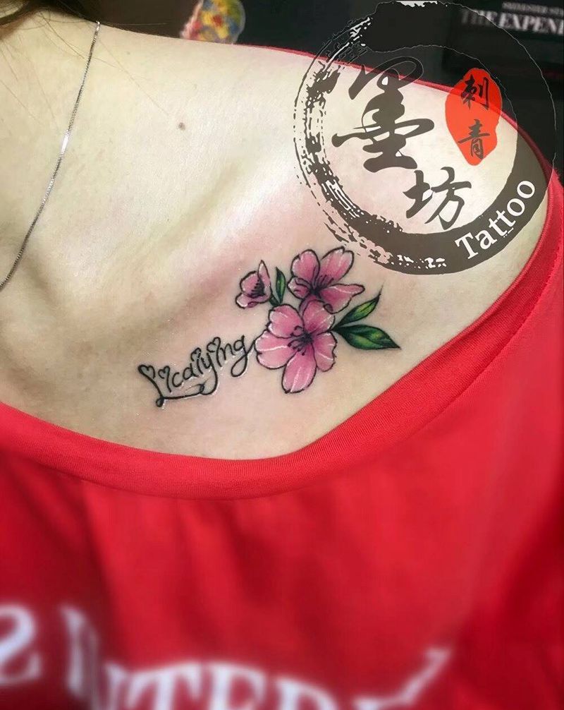 小清新纹身图片_成品颈部清新原创纹身图案