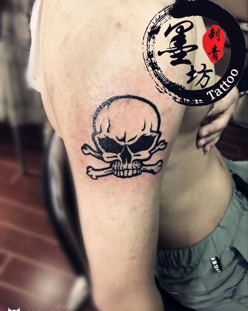 骷髅头纹身图片_成品手臂鬼神纹身图案