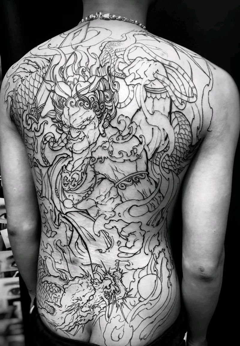 满背新传统明王纹身图片_背部新传统纹身图案