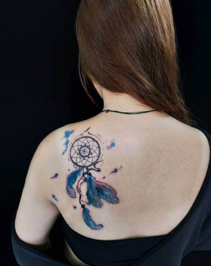 捕梦网纹身图片_背部纹身图案