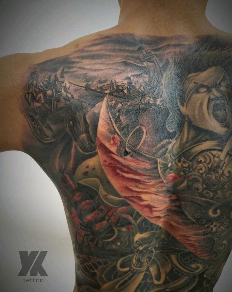 满背白起纹身图片