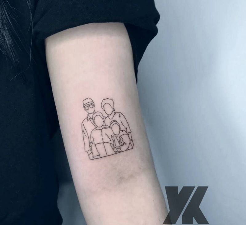 全家福简笔画纹身图片_手臂几何小清新纹身图案