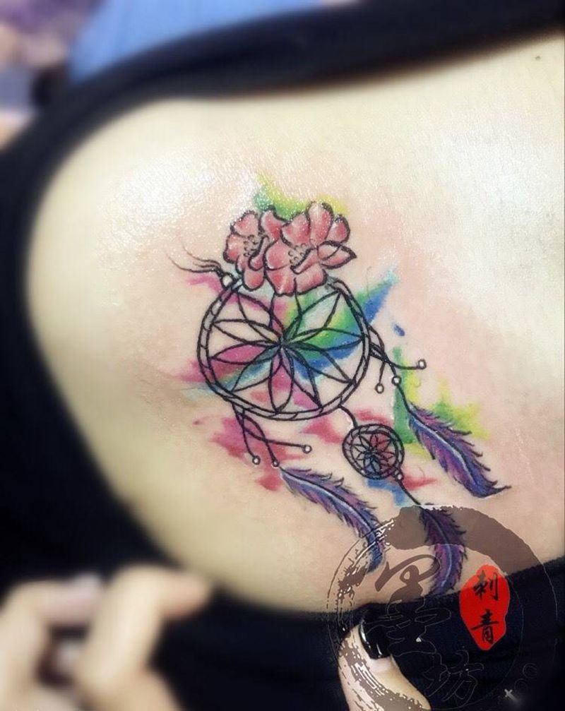 捕梦网纹身图片_成品手稿胸部清新原创纹身图案