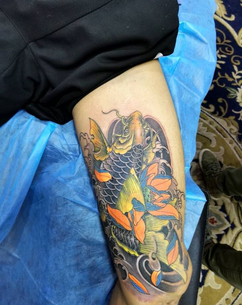 暴力遮盖伤疤纹身图片_腿部新传统纹身图案