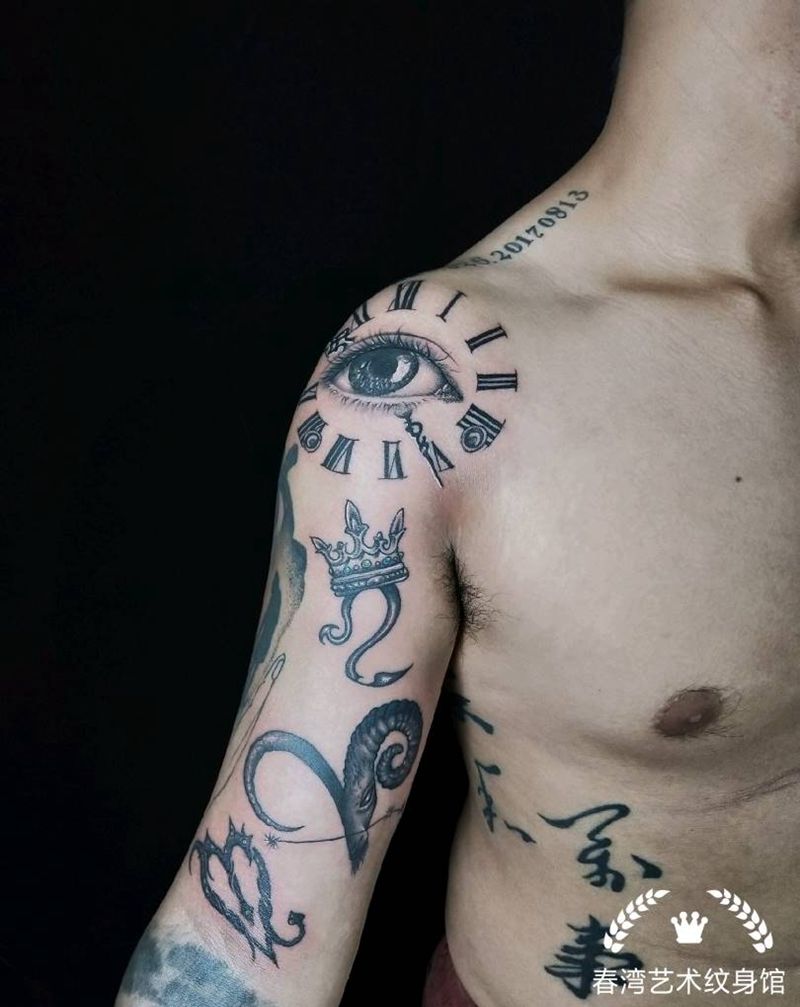 阳春工作室＃以家庭为主题，把家纹身图片_手臂欧美写实纹身图案